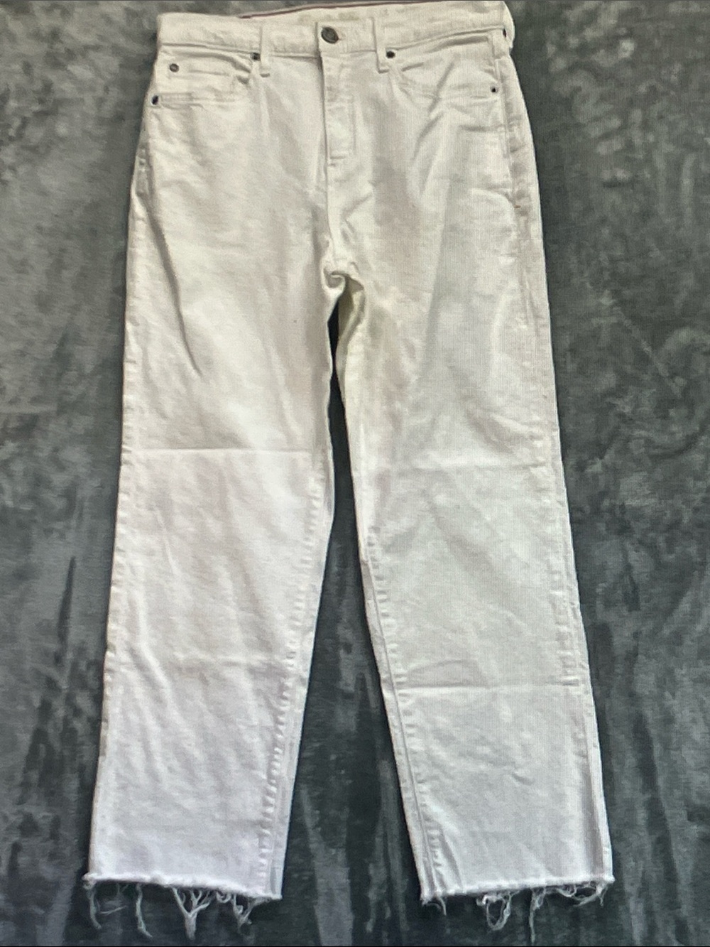 Eddie Bauer Off-White High-Rise Straight Jeans